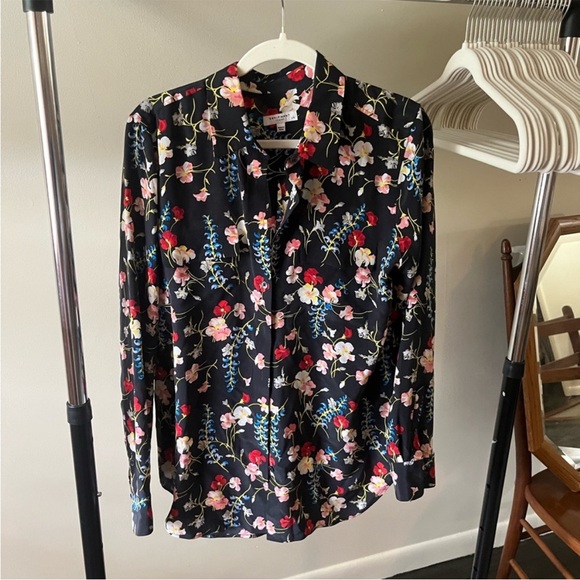 Equipment 100% Silk Floral Button Down Top L - Picture 2 of 5